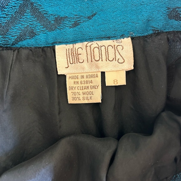 Vintage Julie Francis Wool and Silk Midi Floral Pencil Skirt - Picture 3 of 6